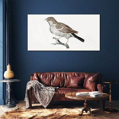 Tableau sur verre Rossignol sur une branche