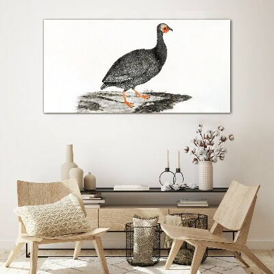 Tableau photo sur verre Oiseau noir sur fond blanc