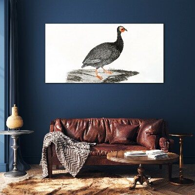 Tableau photo sur verre Oiseau noir sur fond blanc