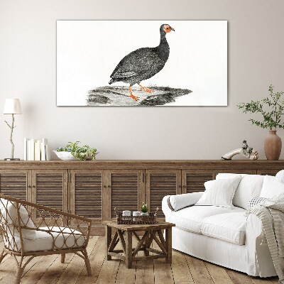 Tableau photo sur verre Oiseau noir sur fond blanc