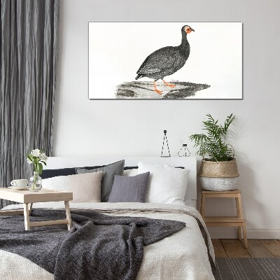 Tableau photo sur verre Oiseau noir sur fond blanc