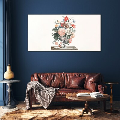 Tableau en verre Composition florale dans un vase