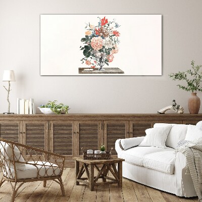 Tableau en verre Composition florale dans un vase