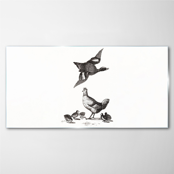 Tableau en verre Le monde des oiseaux en noir et blanc