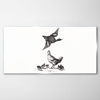Tableau en verre Le monde des oiseaux en noir et blanc