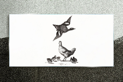 Tableau en verre Le monde des oiseaux en noir et blanc