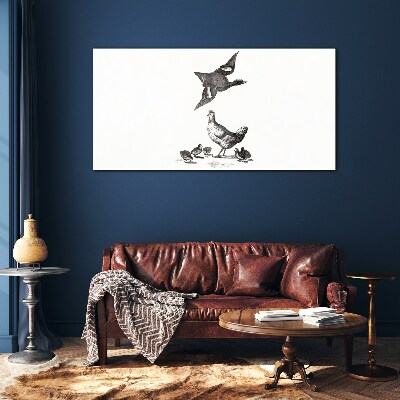 Tableau en verre Le monde des oiseaux en noir et blanc