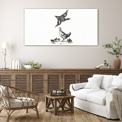 Tableau en verre Le monde des oiseaux en noir et blanc