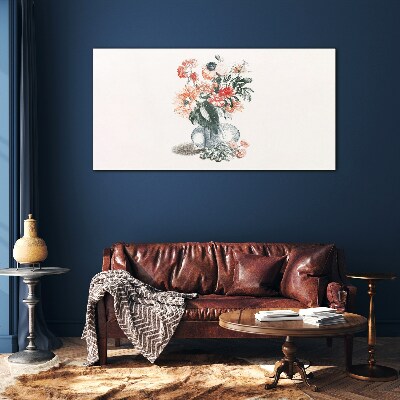 Tableau sur verre Bouquet de fleurs dans un vase