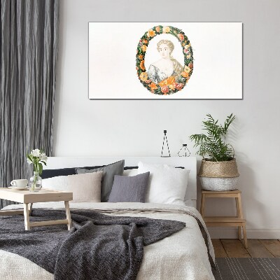 Tableau imprimé sur verre Portrait dans un cadre fleuri
