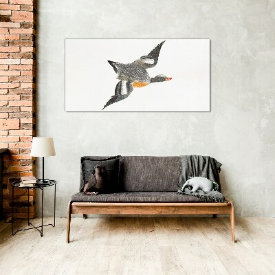 Tableau sur verre Oie volante aux couleurs de la nature