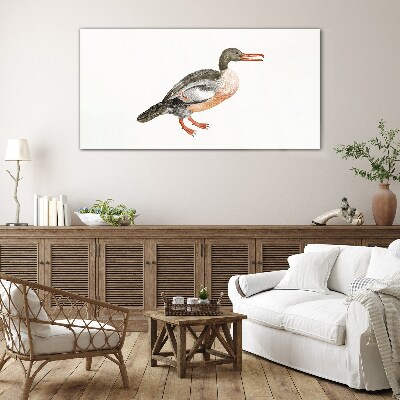 Tableau imprimé sur verre Un canard sur un fond de toile blanche