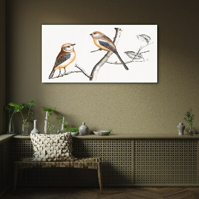 Tableau verre imprimé Oiseaux sur une branche