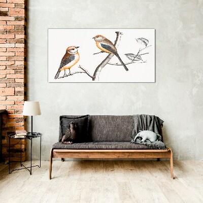 Tableau verre imprimé Oiseaux sur une branche