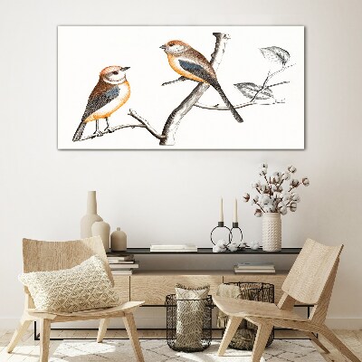 Tableau verre imprimé Oiseaux sur une branche