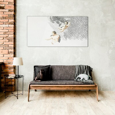 Tableau en verre Des anges dans les nuages