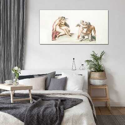 Tableau sur verre Une rencontre mythologique dans la lueur de l'amour