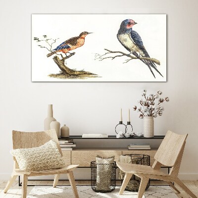 Tableau sur verre Oiseaux sur une branche