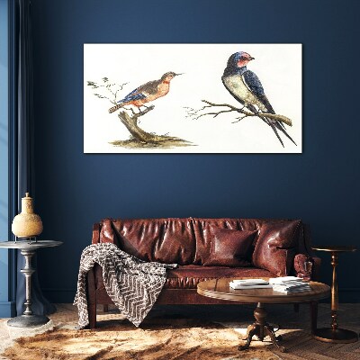 Tableau sur verre Oiseaux sur une branche