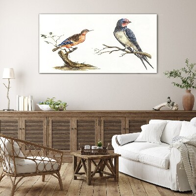 Tableau sur verre Oiseaux sur une branche