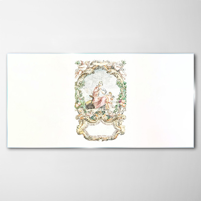 Tableau en verre Une scène romantique dans un cadre décoratif