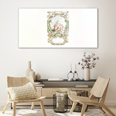 Tableau en verre Une scène romantique dans un cadre décoratif