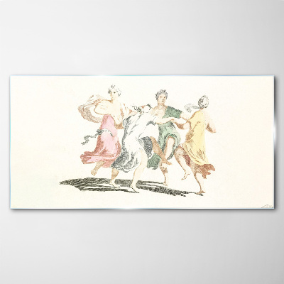 Tableau photo sur verre Figures dansantes aux couleurs pastel