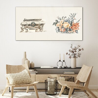 Tableau sur verre Nature morte avec un vase et des fleurs