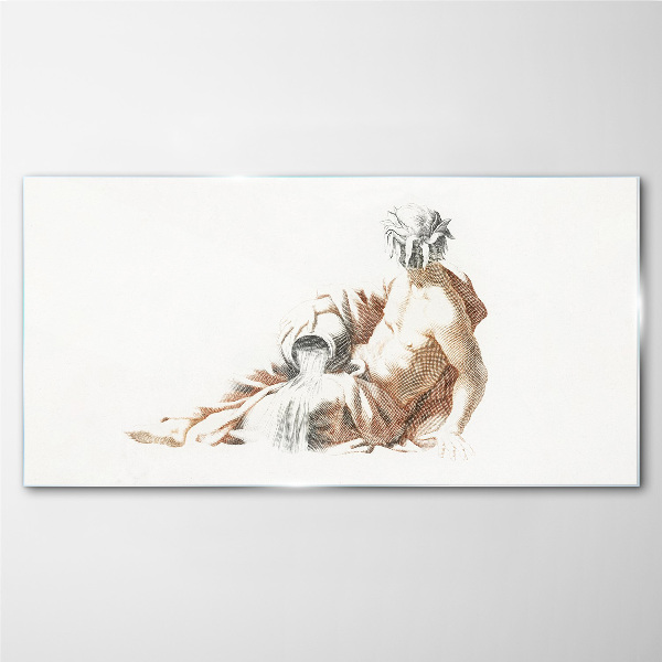Tableau en verre Homme mythologique avec une cruche