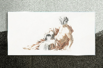 Tableau en verre Homme mythologique avec une cruche
