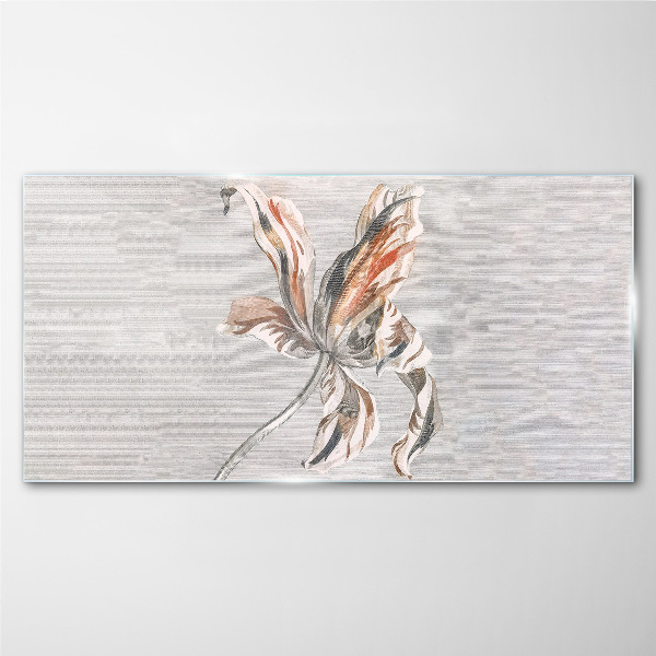 Tableau sur verre Une fleur délicate sur fond gris