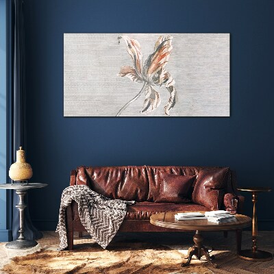 Tableau sur verre Une fleur délicate sur fond gris