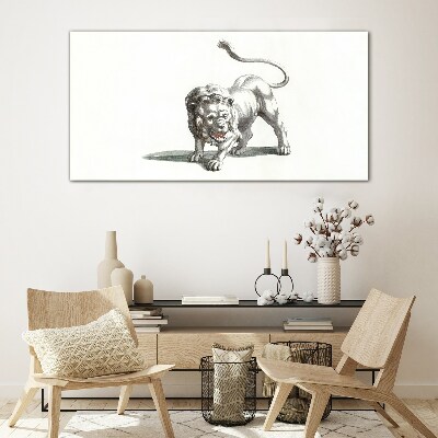 Tableau imprimé sur verre Lion en mouvement