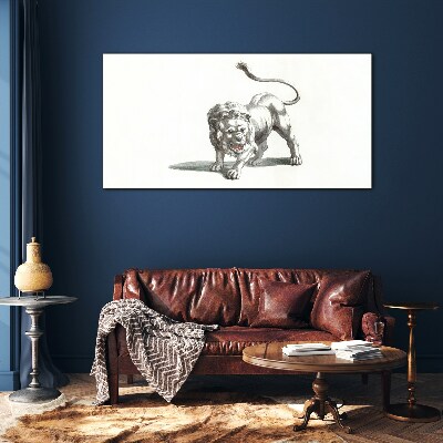 Tableau imprimé sur verre Lion en mouvement