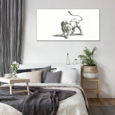 Tableau imprimé sur verre Lion en mouvement