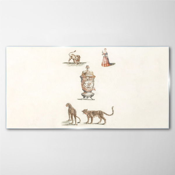 Tableau imprimé sur verre Des animaux exotiques et un vase