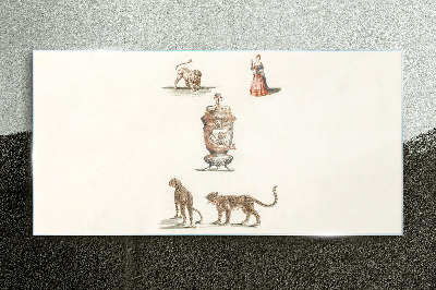 Tableau imprimé sur verre Des animaux exotiques et un vase