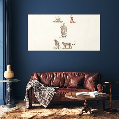 Tableau imprimé sur verre Des animaux exotiques et un vase