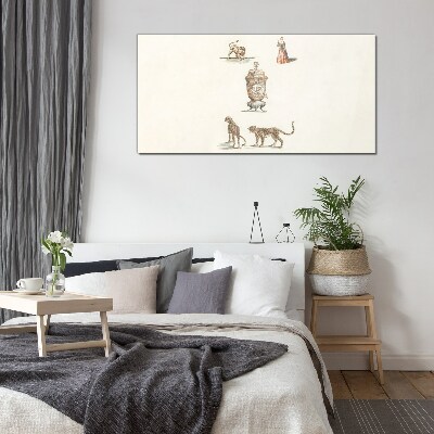 Tableau imprimé sur verre Des animaux exotiques et un vase