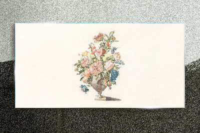 Tableau sur verre Vase avec des fleurs aux couleurs pastel