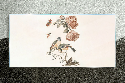Tableau imprimé sur verre Oiseaux et fleurs en harmonie