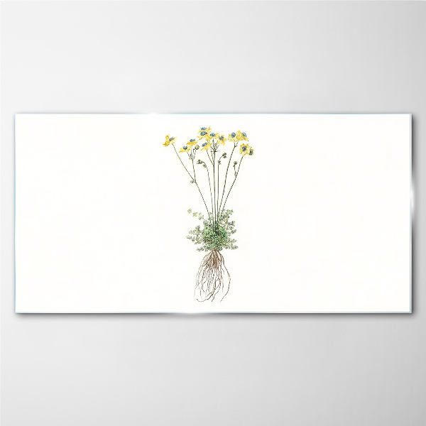 Tableau en verre Fleurs dorées avec racines