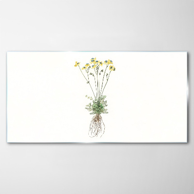 Tableau en verre Fleurs dorées avec racines
