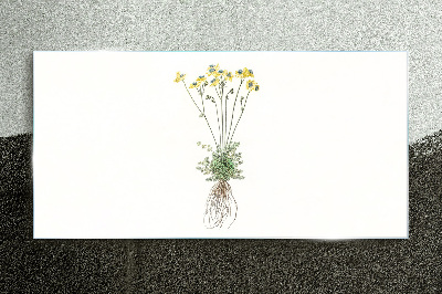 Tableau en verre Fleurs dorées avec racines