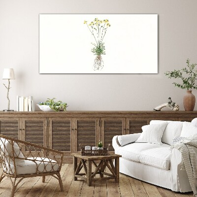 Tableau en verre Fleurs dorées avec racines