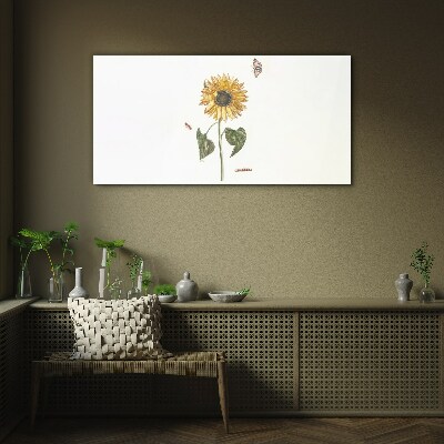 Tableau imprimé sur verre Tournesol dans une composition délicate