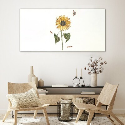 Tableau imprimé sur verre Tournesol dans une composition délicate