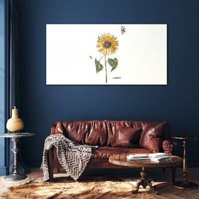 Tableau imprimé sur verre Tournesol dans une composition délicate
