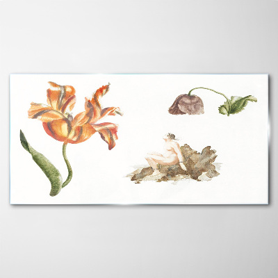 Tableau en verre Motifs floraux aux nuances délicates