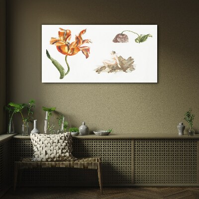 Tableau en verre Motifs floraux aux nuances délicates